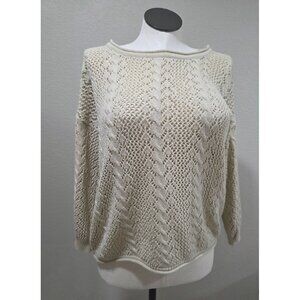 Layering Charlie Beige Open Knit Sweater Women’s Medium Lightweight Pullover